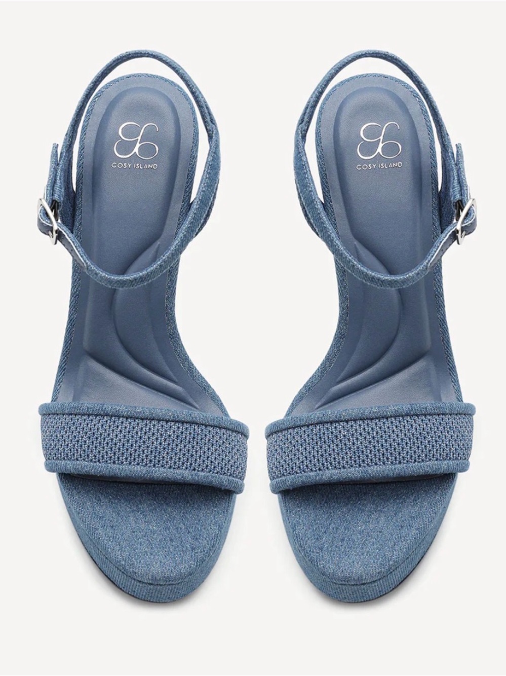 Cosy Island DenimLoft Strapped Platform Heeled Sandal